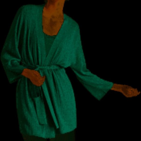 NWT Alfani Ribbed Belted GREEN Cardigan - Picture 1 of 3